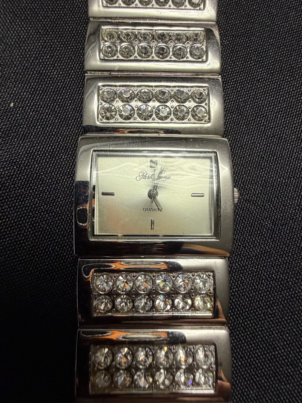 Park Lane Silver Tone Rhinestone Stretch Watch – Needs Battery